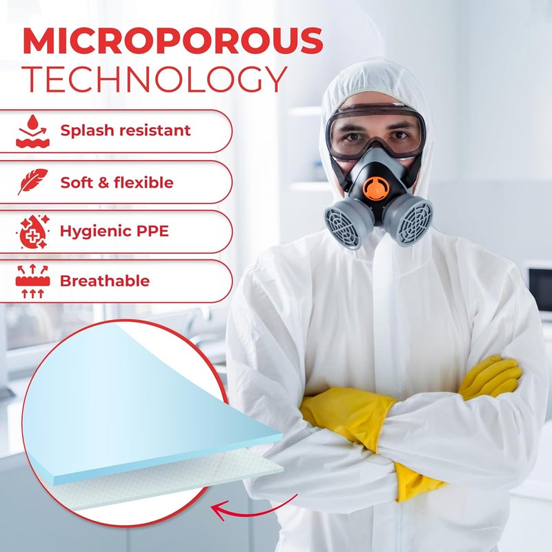 Ever Ready First Aid Disposable Microporous Coated Coverall Suit with Elastic Wrists, Elastic Ankles, Elastic Waist And Hood - Image 4